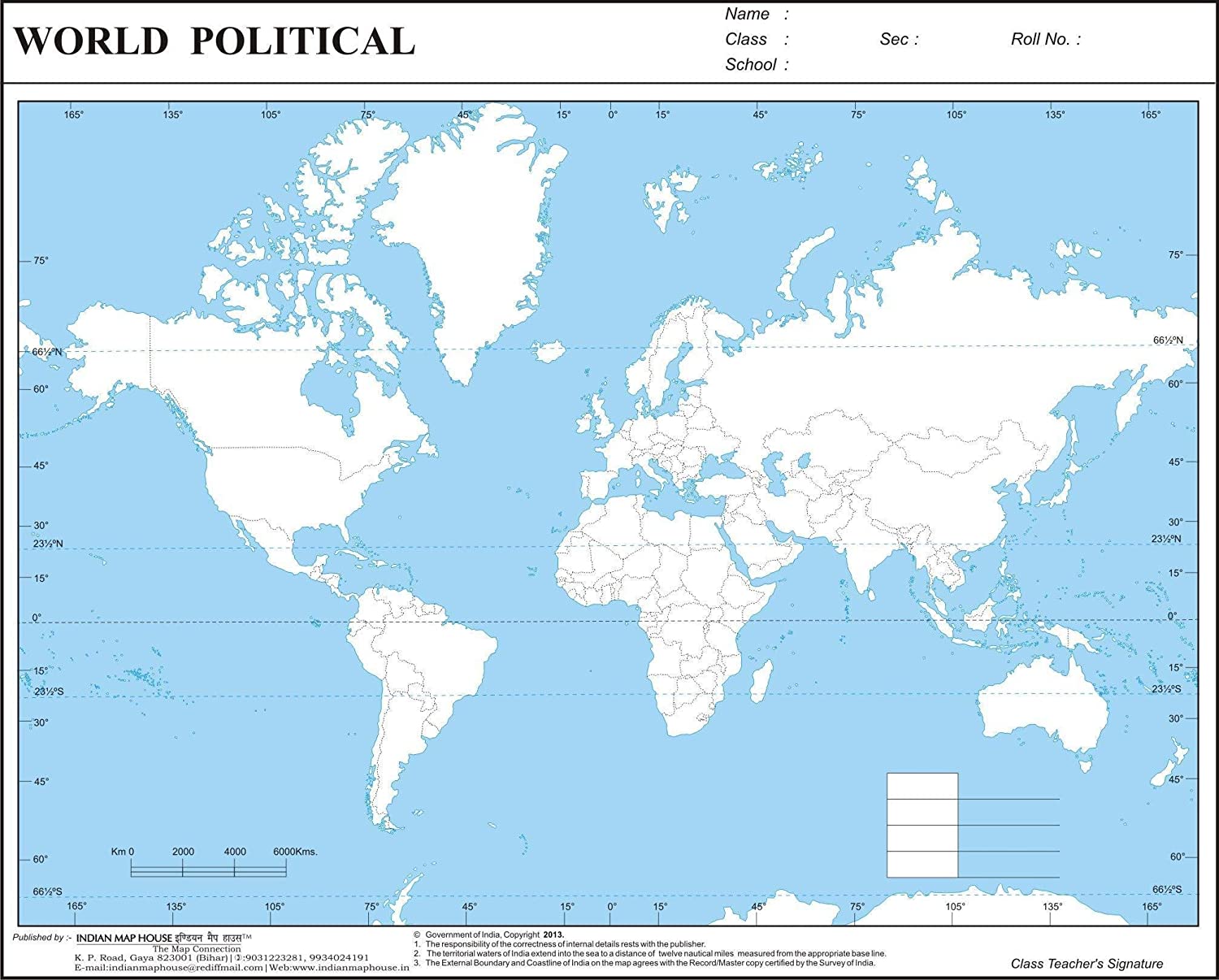 Blank Map of World for Practice | World Political Set of 100