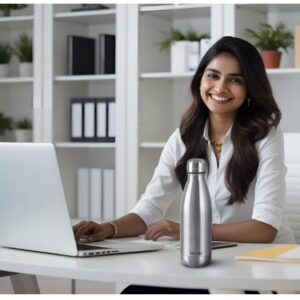 Milton Duo DLX 350 Thermosteel Water Bottle 350 ml, 24 Hr Hot and Cold I Leak Proof Lid, ISI Certified I Vacuum Insulated I for Office, Gym, School I Silver