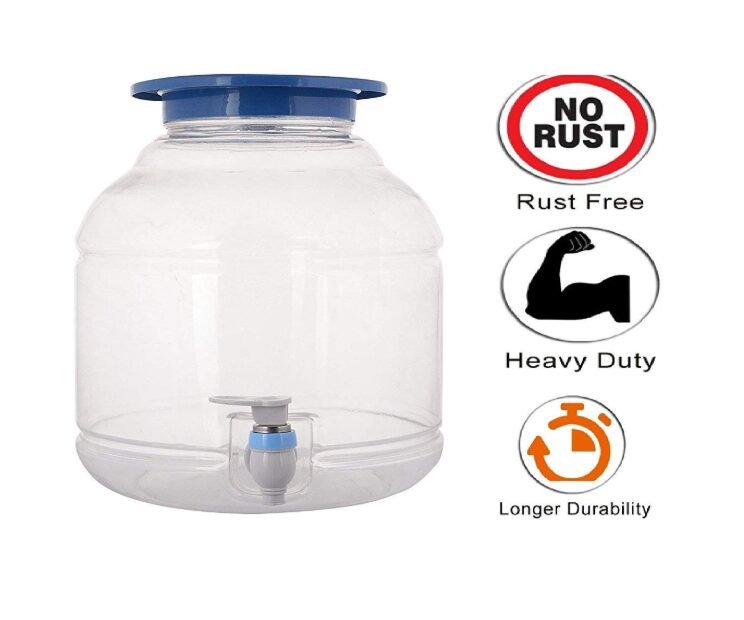 Plastic Bottled Water Dispenser Water Stand/jar Compatible for 20lit Mineral Water Bottle/Bisleri Barrel Mineral Water Bottle (10 LTR, Clear) Set of 1