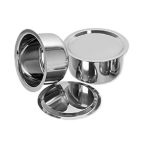 Star Stainless Steel Vessel SS Tope Cook Pots Patila with SS Lid - 2 nos. Capacity: 900ml, 900ml Approx.Wt.550gm. BK Plain 9, 9, S10,10
