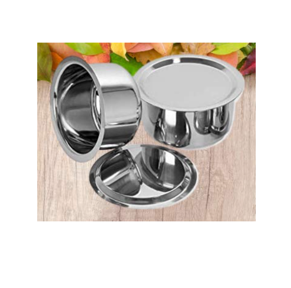 Star Stainless Steel Vessel SS Tope Cook Pots Patila with SS Lid - 2 nos. Capacity: 900ml, 900ml Approx.Wt.550gm. BK Plain 9, 9, S10,10 - Image 2