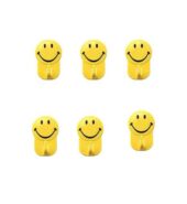 Heavy Duty Self-Adhesive Cute Smiley Emoji Face Wall Mounted Clothes Hooks Made of Plastic for Back Door Bathroom and Kitchen, 1 Kg Load Capacity,(2xPack of 6,Color-Random)