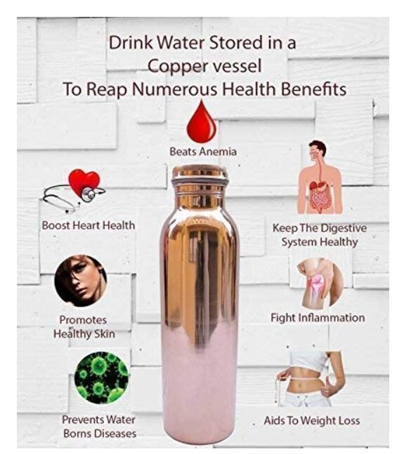 Copper Water Bottle | Hammered Finish Sipper Water Bottle (1 Liter) | Leak Proof, Non-Toxic & BPA Free Bottles (Set of 2) - Image 2