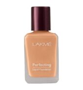Lakme Perfecting Liquid Foundation, Shell, Long Lasting, Waterproof, Full Coverage, Lightweight Foundation For Oil Free And Dewy Skin, 27 ml