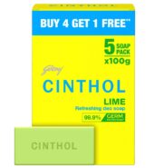 Cinthol Lime Bath Soap, Lime, 100g (Pack of 5)