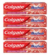 Colgate MaxFresh Toothpaste, Blue Gel Paste with Menthol for Super Fresh Breath, 600g, 150g X 4 (Peppermint Ice) Size:600 g (New)