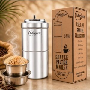South Indian Stainless Steel Filter Coffee Maker 200ml | Traditional Drip Coffee Filter for Kaapi/Kappi | Makes 2-4 Cups | Decoction Maker for Ground Coffee Powder