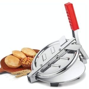 Puri Maker Press Machine with Handle, Jumbo Stainless Steel 7.5 inch Dia, Manual Stainless Steel Roti Press, Papad/Khakhra/Chapati Maker