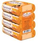 Santoor Sandalwood and Turmeric Bath Soap for Younger Looking and Glowing Skin Combo Offer, 125 g (Pack of 4)