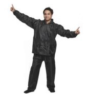 Waterproof Windproof Raincoat Jacket and Pant Set for Men (Black) Free size