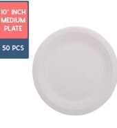 100% Natural, Biodegradable, Compostable, Ecofriendly, Safe & Hygienic Disposable 10 inch Round Plate (Pack of 50 Plates)
