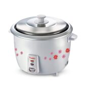 Prestige PRWO 1.8-2 1 Liters Electric Rice Cooker with 2 Cooking Pans, Grey, White