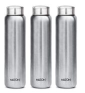 MILTON Aqua 1000 Stainless Steel Water Bottle, 930ml, Set of 3, Silver