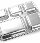 Steel Rectangle/Square Deep Dinner Plate w/5 Sections Divided Mess Trays for Kids Lunch, Camping, Events & Every Day Use… Item Package Quantity:2