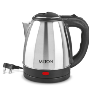 Milton Euroline Go Electro 1.5 Stainless Steel Electric Kettle, 1.5 Litres, Silver, Power Indicator, 1350 Watts, Auto Cut-off, Detachable 360 Degree Connector, Boiler for Water, Instant noodles