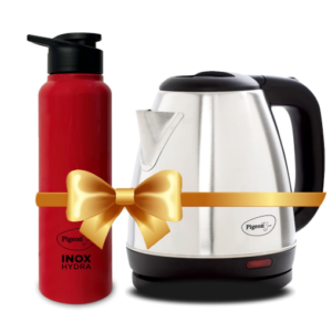 Pigeon 1.5 litre Hot Kettle and Stainless Steel Water Bottle Combo used for boiling Water, Making Tea and Coffee, Instant Noodles, Soup with Auto Shut- off Feature, 1300 W