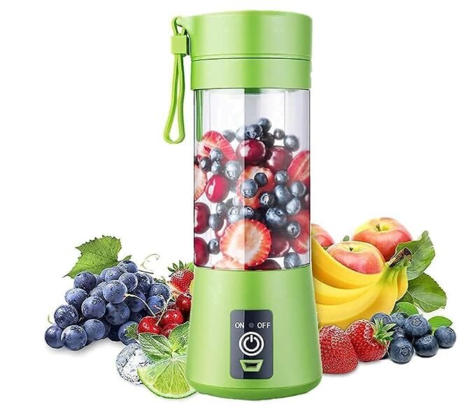 Portable 6-Blade Juicer Blender with Built-In Jar, Juice Mixer Bottle, Fruit Juice Machine, USB Rechargeable Personal Size Juicer Grinder for Juices, Kitchen Appliance for Protein & Milk Shakes (S3) (MultiColor)
