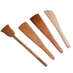 The Indus Valley Wooden Flip/Spatula/Ladle for Cooking Dosa/Roti/Chapati | Kitchen Tools | No Harmful Polish | Handmade | Cookware - (Neem Wood, Set of 4), 37cm