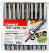 Luxor Fine Writer 05 Ball Pen Pack Of 10 Multicolour