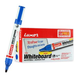 Luxor 1223 Refillable White Board Marker - Blue - Box of 10