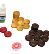 Wooden Carrom Board Coins, Striker and Powder (Multicolour) – 24 Pieces