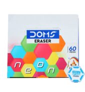 DOMS Neon Hex Dust Free Eraser 60 Pcs