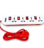 240 volts Extension Board, 4+4 Multi Plug Point Strip with LED Indicator, Individual Switches & Universal Sockets Extension Cord (2.8 Meter, White)
