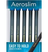 Reynolds AEROSLIM BP 5 CT POUCH(Pack of 2) BLUE | Lightweight Ball Pen With Comfortable Grip for Extra Smooth Writing I School and Office Stationery