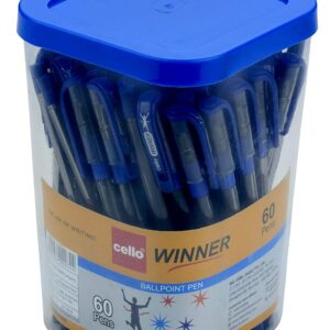 Cello Winner Assorted Ball Pen Set, Pack of 60 (50 Blue, 7 Black, 3 Red ink)|Lightweight Ball Pens for Pressure Free and Fine Writing