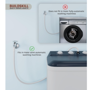 BUILDSKILL 2 Meter Semi-Automatic Washing Machine Pipe Inlet | Easy Install Soft PVC Material | 5-8Kg Washing Machine Water Inlet Pipe | Leak-Free Flexible Design Rubber Interface (Pack of 1-White)