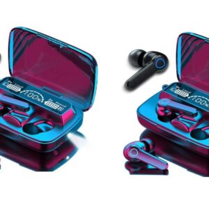 MB Star M19 TWS Bluetooth 5.0 Wireless Earbuds in Ear True Wireless Stereo Earbuds with Mic| LED Digital Display with Flashlight, Deep Bass Bluetooth Headphones, Upto 12Hrs Battery - Black, Pack of 2