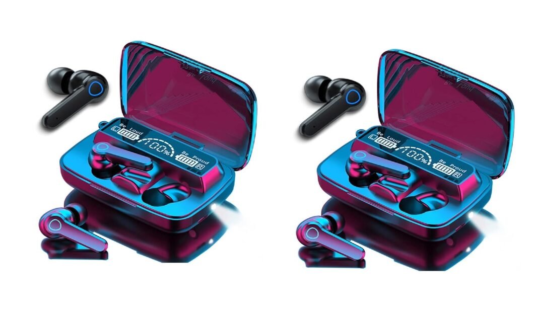 MB Star M19 TWS Bluetooth 5.0 Wireless Earbuds in Ear True Wireless Stereo Earbuds with Mic| LED Digital Display with Flashlight, Deep Bass Bluetooth Headphones, Upto 12Hrs Battery - Black, Pack of 2