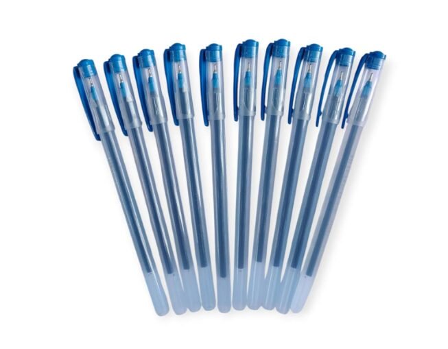 VTL Pack Of 40 Pcs Clear Line Ball Point Pens | Blue Ink | 0.7mm Fine Tip | Smooth Writing | Clear Barrel | Office & School Use | Lightweight & Transparent Body |