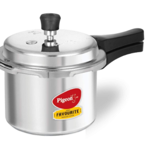 Pigeon By Stovekraft Favourite Aluminium Pressure Cooker with Outer Lid Gas Stove Compatible 3 Litre Capacity for Healthy Cooking (Silver) Size:3L