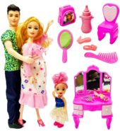 Family Doll Set Mom-Dad 1 Daughter Playing Toy for Kids Girls Age 3-12 Years
