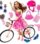 Bicycle Doll Toys for Girls with Folding Hands Makeup Accessories Set for Kids Age 2-10 Years