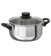 Pot with lid, glass/stainless steel, 2.8 l (3.0 qt) ikea