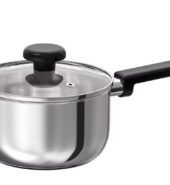 Saucepan with lid, clear glass/stainless steel, 2 l (2.1 qt)