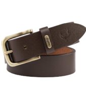 Flyer Men’s Leather belt (Formal/Casual) (Colour -Brown/Black) Buckle Adjustable Size Genuine Leather (B908) (Pack of 1)