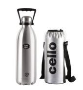 Cello Swift Stainless Steel Double Walled Flask, Hot and Cold, 1800ml, 1 Unit, Silver