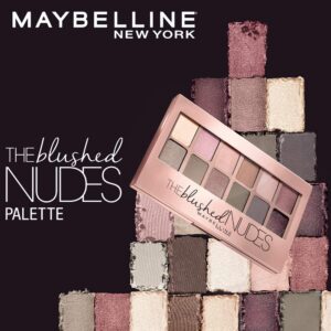 Maybelline New York Eyeshadow Palette, 12 Highly Blendable Shades, Matte and Sheen Colours, The Blushed Nudes, 9g