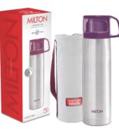 Milton Glassy 1000 Thermosteel 24 Hours Hot and Cold Water Bottle with Drinking Cup Lid, 1 Litre, Purple | Leak Proof | Office Bottle | Gym Bottle | Home | Kitchen | Hiking | Trekking | Travel Bottle