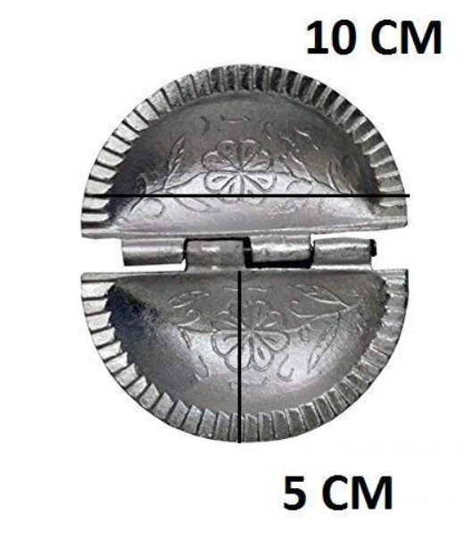 Aluminium Gujiya/Gujia Karanji Maker karjikai Mould Cutter Sacha Machine, Dumpling Maker Kitchen Molds for Festivals, Pack of 1, Silver