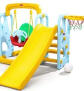 Babyhug 3 in 1 Swing and Slide with Basket Ball Hoop – Blue & Yellow