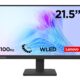 Lenovo L22-4e | 21.5" (55.88cm) FHD IPS 100Hz Ultraslim Monitor | 4ms, 99% sRGB, 16.7Mn Colors, 1x HDMI 1.4, 1x VGA,TUV Eye Comfort, Low Blue Light| Tilt | Black | 67D5KAC6IN