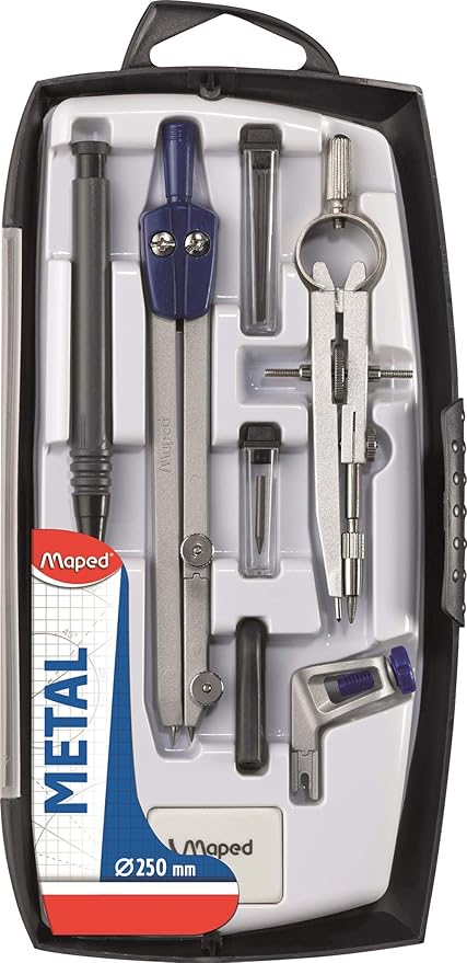 Maped - Leg Compass Set| Metal Compass Box|Die Casted Compass | Heavy Duty Compass Box | Smart Compass Box & Helix USA Stop System Compass Set - Pack of 5, Clear - Image 2
