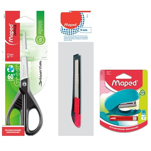 Maped Office Kit|Office Supplies|Scissor|Stapler|Cutter|Premium Office Set|Cutting Tools|Office Products|Combo for Office|Office Stationery|Ideal for Day to Day Usage of Home and Office