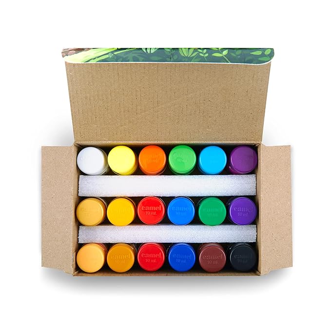 Camel Kokuyo Multicolor Pack Of 18 Shade Bottles 10Ml Each, 1 Palette, 1 Brush - Image 2