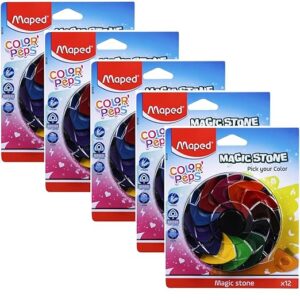 MAPED Magic Stone (12shades colors) Combo-Pack of 5|Triangular Ergonomic Colors for easy holding|Non-Toxic, Strong & Long lasting | Mini Highlighters| Return Gift set| Fun,Clean, Safe & Compact