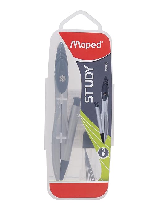 Maped Study Mechanical Pencil Compass (0.5 Mm)|Graphite | Rounder | Rounder compass | Geometry compass | Sturdy and strong performance | Die-Casted for durability